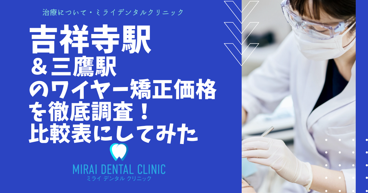 吉祥寺・三鷹エリアのワイヤー矯正の価格を徹底調査！最安値はどこ？