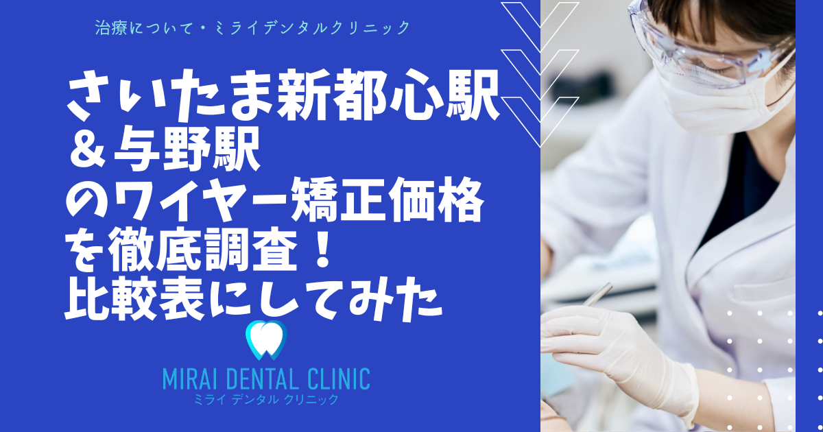 さいたま新都心・与野エリアのワイヤー矯正の価格を徹底調査！最安値はどこ？