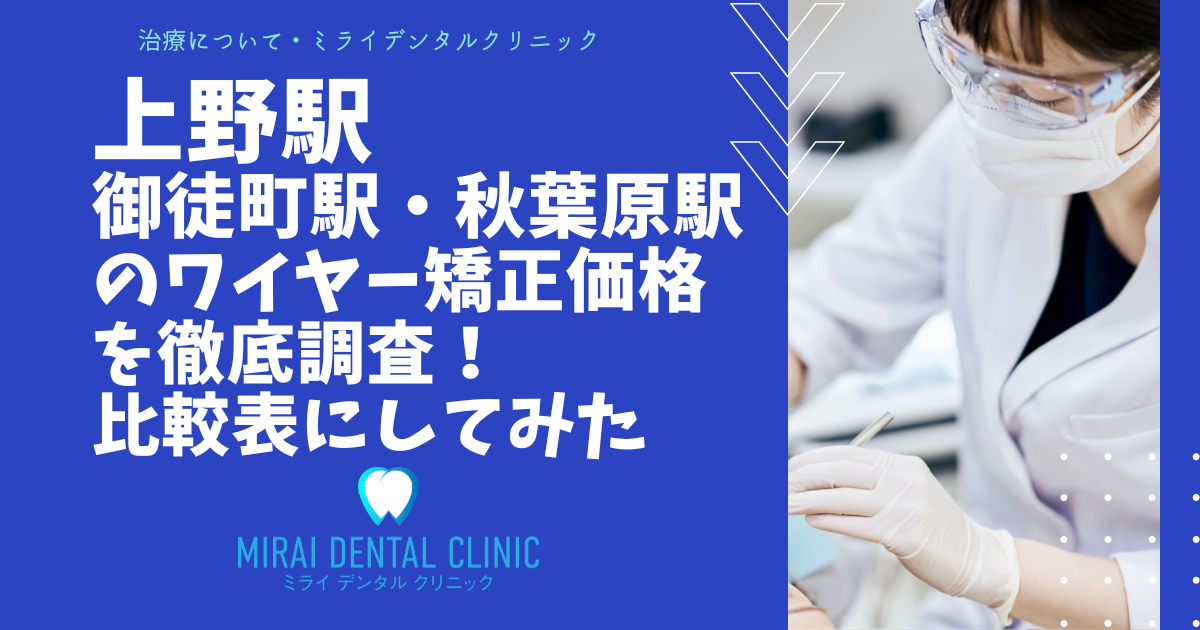 上野・御徒町・秋葉原エリアのワイヤー矯正の価格を徹底調査！最安値はどこ？