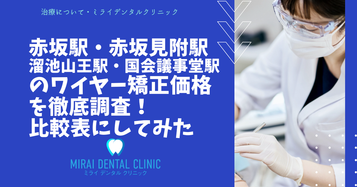 赤坂駅周辺のワイヤー矯正の価格を徹底調査！最安値はどこ？