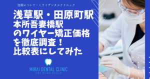 浅草駅・田原町駅・本所吾妻橋駅の周辺でワイヤー矯正の価格を徹底調査！最安値はどこ？