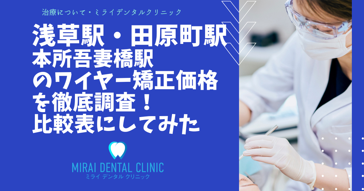 浅草駅・田原町駅・本所吾妻橋駅の周辺でワイヤー矯正の価格を徹底調査！最安値はどこ？