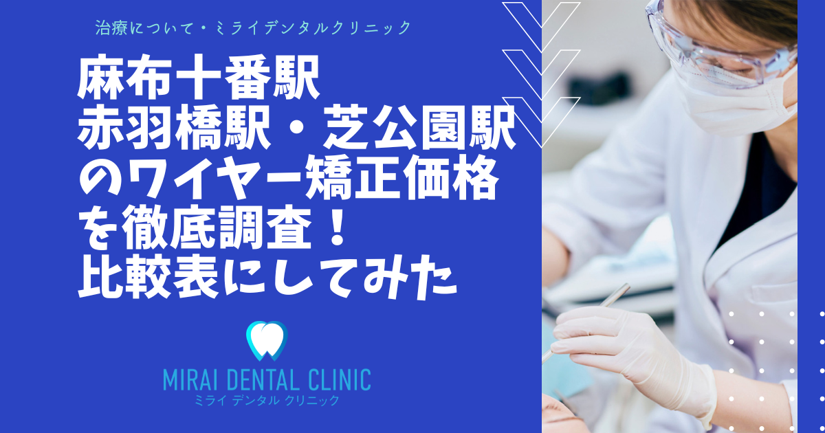 麻布十番駅・赤羽橋駅・芝公園駅周辺のワイヤー矯正を価格を徹底調査！最安値はどこ？