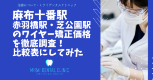 麻布十番駅・赤羽橋駅・芝公園駅周辺のワイヤー矯正を価格を徹底調査！最安値はどこ？