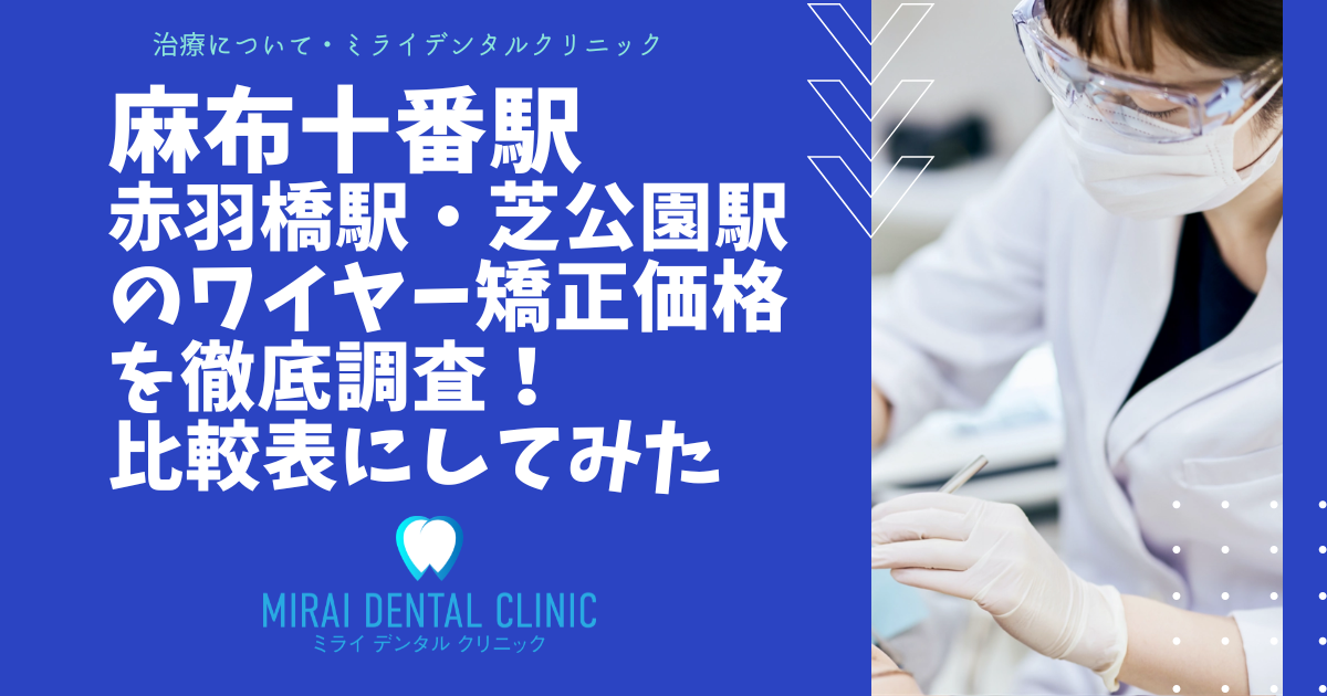 麻布十番駅・赤羽橋駅・芝公園駅周辺のワイヤー矯正を価格を徹底調査！最安値はどこ？