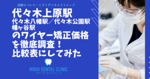 代々木上原駅・代々木八幡駅／代々木公園駅・幡ヶ谷駅の周辺でワイヤー矯正の価格を徹底調査！最安値はどこ？